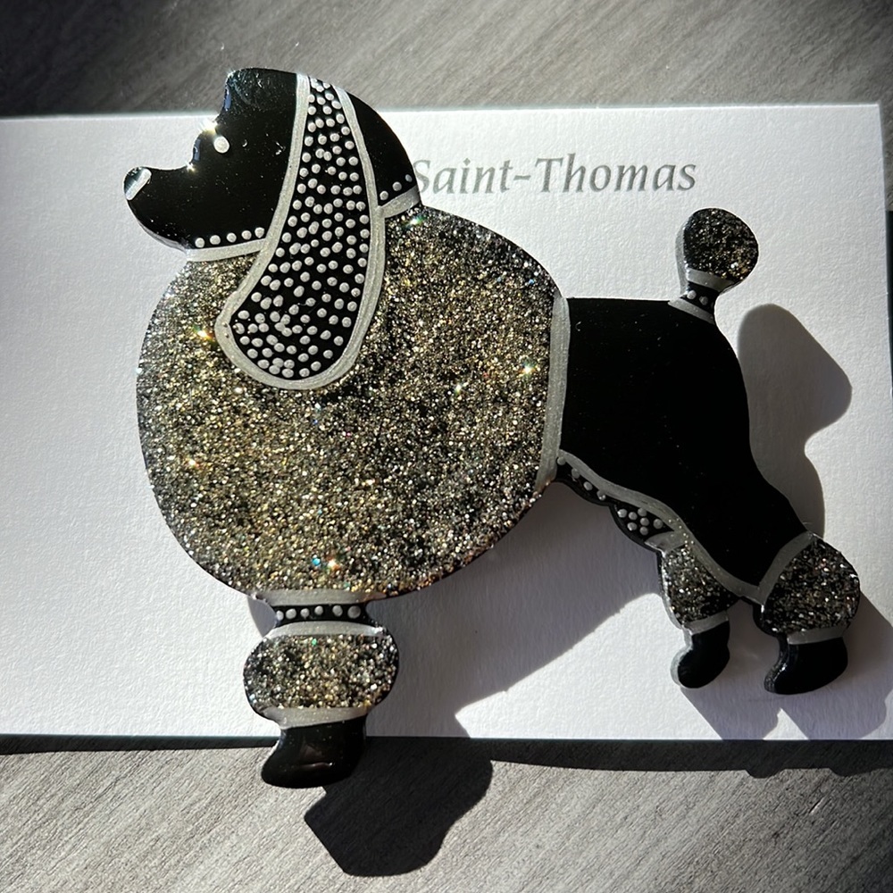 Hand Painted Standard Poodle Lacquer Art Pin